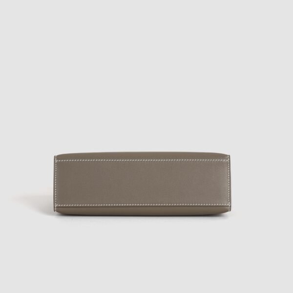 Hermes Clutch Bag CC18 Etoupe Swift Leather Kelly Pochette 22CM Gold Hardware