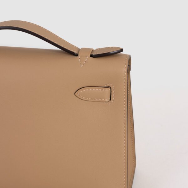 Full Handmade Hermes Swift Leather Kelly Pochette 22CM 0M Chai Gold Hardware