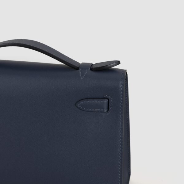 Hermes Evening Bag Kelly Pochette 22CM Swift Leather 2Z Blue Nuit Gold Hardware