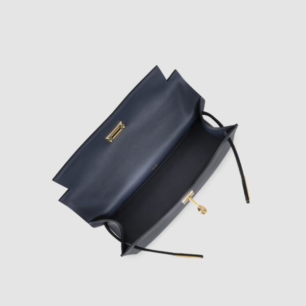 Hermes Evening Bag Kelly Pochette 22CM Swift Leather 2Z Blue Nuit Gold Hardware