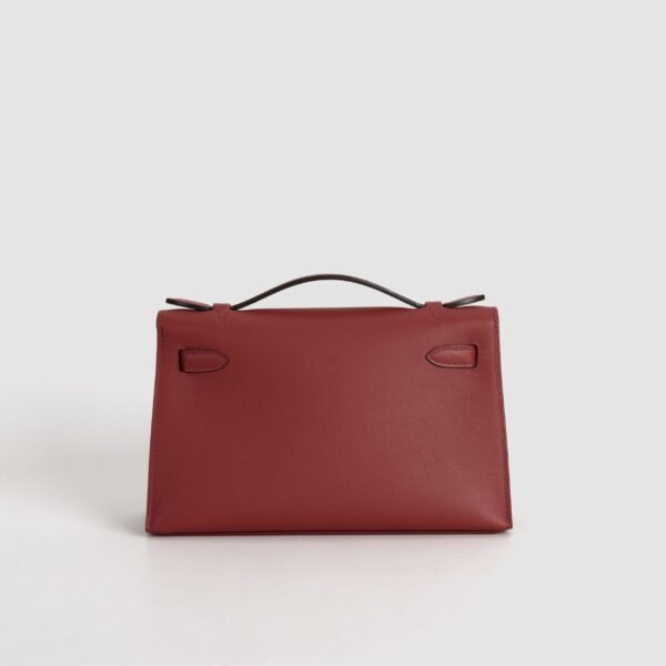 UK London Hermes Q5 Rouge Casaque Swift Leather Kelly Pochette 22CM Silver Hardware