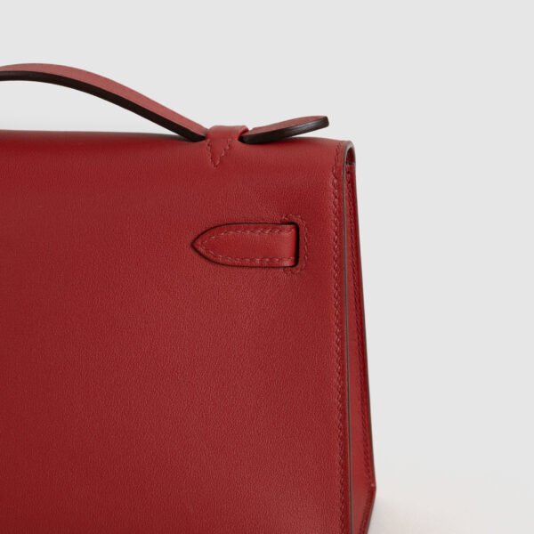 UK London Hermes Q5 Rouge Casaque Swift Leather Kelly Pochette 22CM Silver Hardware