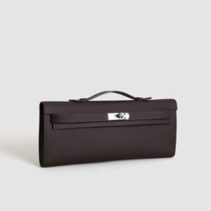 Hermes Clutch Bag Kelly Cut 31CM 0G Rouge Sellier Epsom Leather Silver Hardware