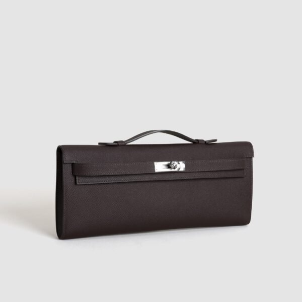 Hermes Clutch Bag Kelly Cut 31CM 0G Rouge Sellier Epsom Leather Silver Hardware