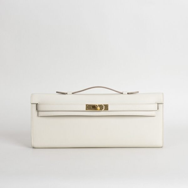 Full Handmade Hermes Kelly Cut 31CM CC10 Craie Swift Leather Gold Hardware