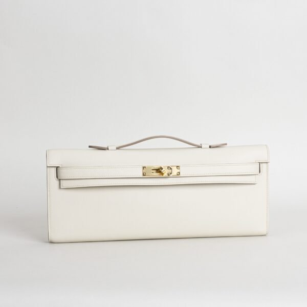Full Handmade Hermes Kelly Cut 31CM CC10 Craie Swift Leather Gold Hardware