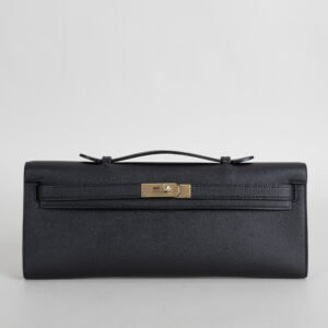 Hermes Evening Bag Kelly Cut 31CM CC89 Noir Epsom Leather Gold Hardware