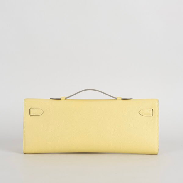Full Handmade Hermes 1Z Jaune Poussin Epsom Leather Kelly Cut 31CM Silver Hardware