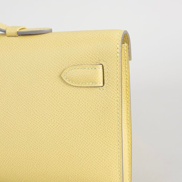 Full Handmade Hermes 1Z Jaune Poussin Epsom Leather Kelly Cut 31CM Silver Hardware
