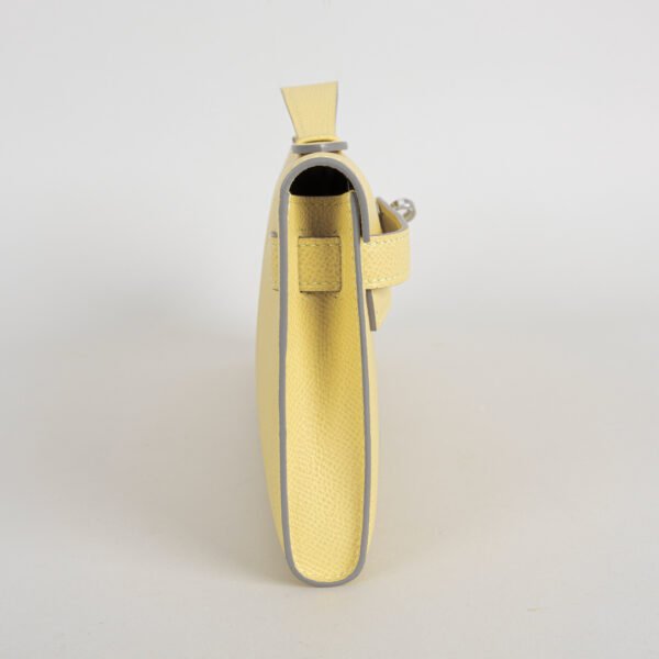 Full Handmade Hermes 1Z Jaune Poussin Epsom Leather Kelly Cut 31CM Silver Hardware