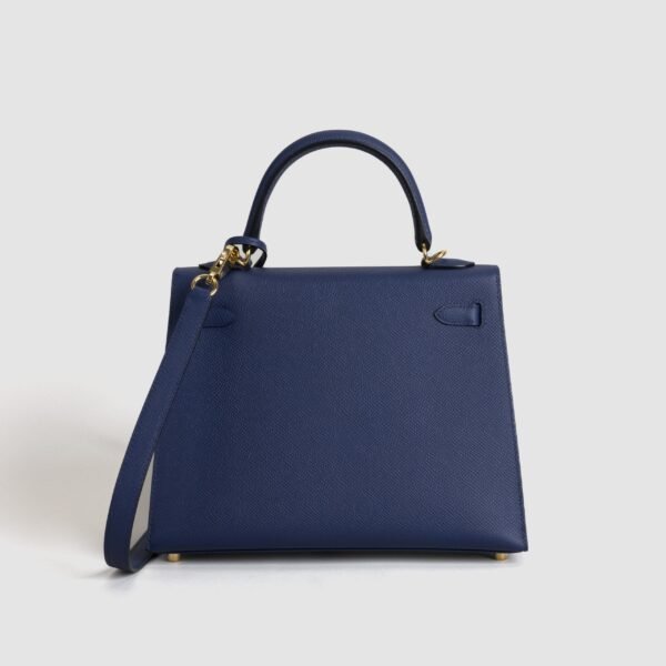 UK London Hermes Kelly Sellier 25CM CC73 Blue Saphir Epsom Leather Gold Hardware