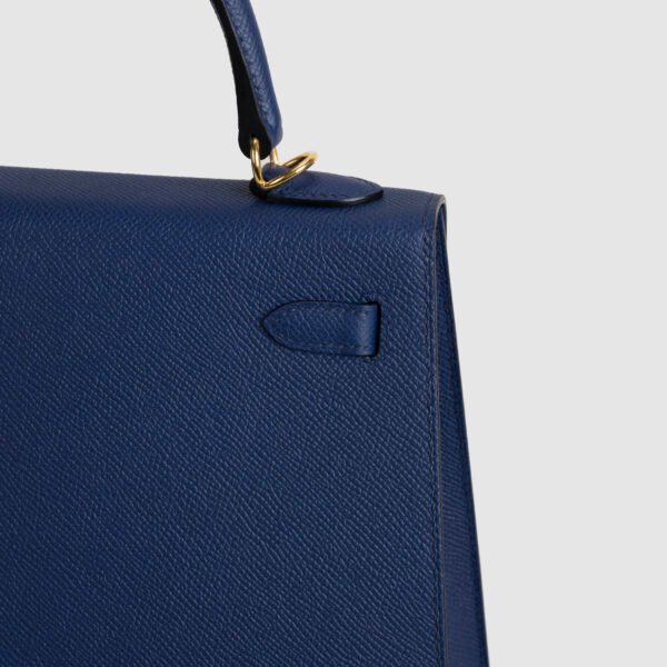 UK London Hermes Kelly Sellier 25CM CC73 Blue Saphir Epsom Leather Gold Hardware