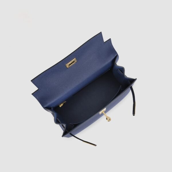 UK London Hermes Kelly Sellier 25CM CC73 Blue Saphir Epsom Leather Gold Hardware