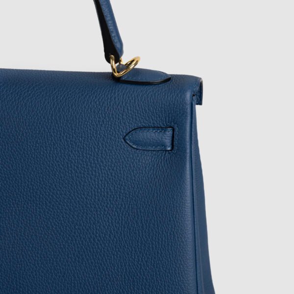 Full Handmade Hermes 7P Bleu De Prusse Togo Leather Kelly 25CM Gold Hardware