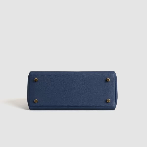 Full Handmade Hermes 7P Bleu De Prusse Togo Leather Kelly 25CM Gold Hardware