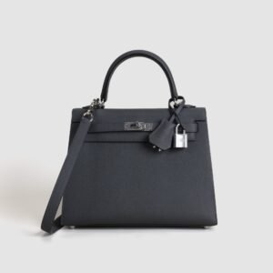 Women’s Tote Bag Hermes Epsom Leather Kelly Sellier 25CM CK88 Gris Graphite Silver Hardware