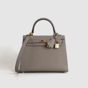 USA Los Angeles Hermes Epsom Leather M8 Gris Asphalt Kelly Sellier 25CM Gold Hardware