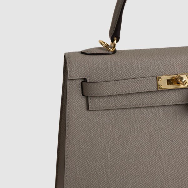 USA Los Angeles Hermes Epsom Leather M8 Gris Asphalt Kelly Sellier 25CM Gold Hardware
