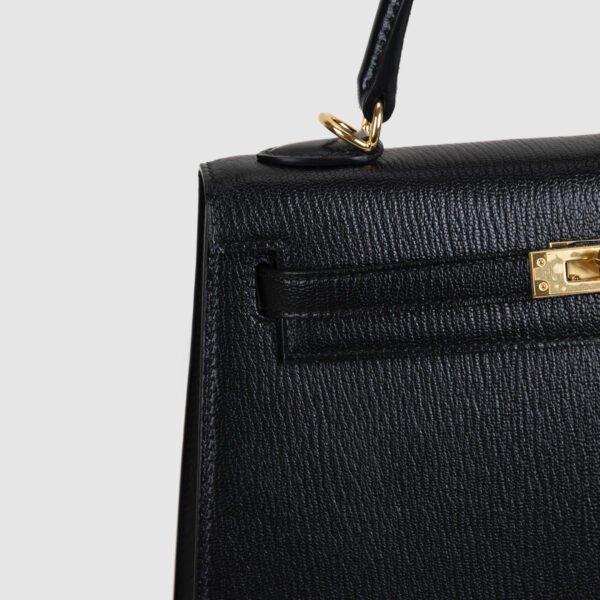 UAE Dubai Hermes Chevre Leather Kelly Sellier 25CM CC89 Noir Gold Hardware