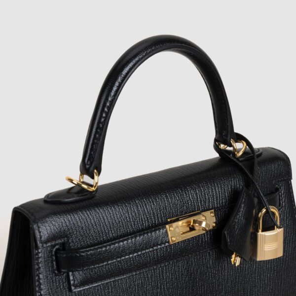 UAE Dubai Hermes Chevre Leather Kelly Sellier 25CM CC89 Noir Gold Hardware