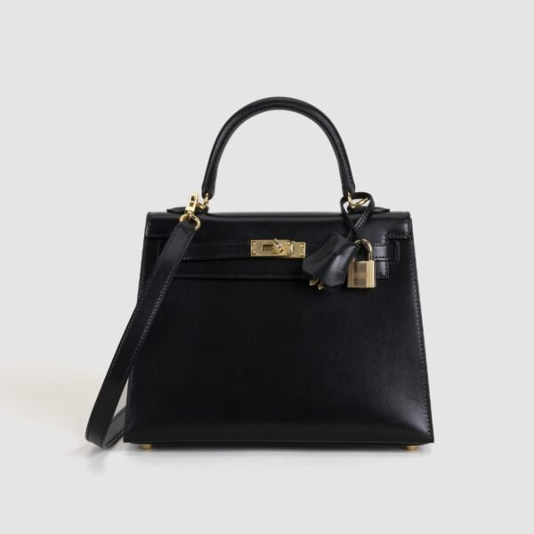 Hermes Bag Price Kelly Sellier 25CM CC89 Noir Box Leather Gold Hardware