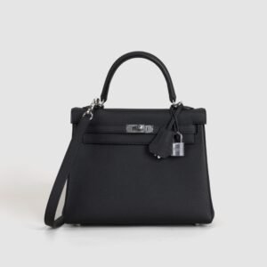 USA New York Hermes CK89 Noir Togo Leather Kelly 25CM Silver Hardware