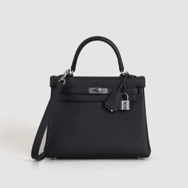 USA New York Hermes CK89 Noir Togo Leather Kelly 25CM Silver Hardware